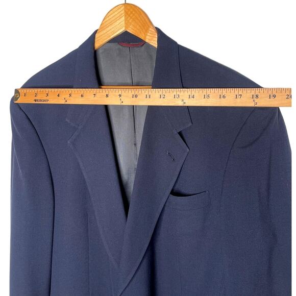 Hart Schaffner & Marx 44L 100% Wool Blazer Gold Buttons Jacket Long Navy Blue - Picture 4 of 9